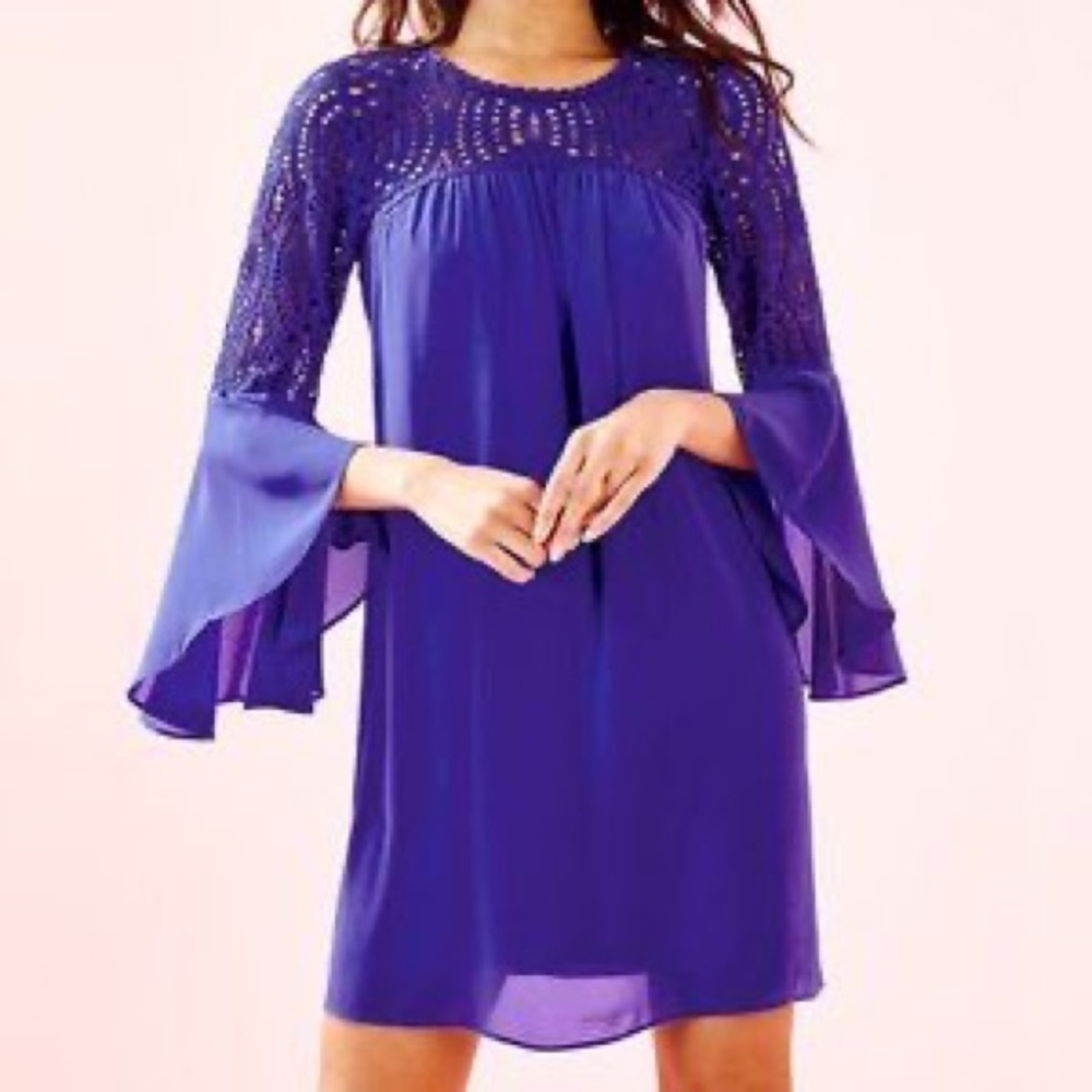 Lilly Pulitzer Amenna Bell Sleeve Lace Dress Size 10, LIKE NEW